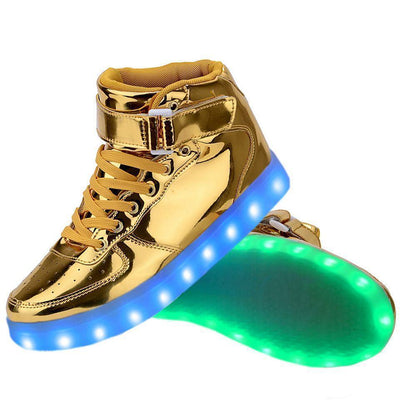 Flashez Gold High Top LED Trainers | UK Brand