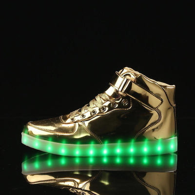 vFlashez Gold High Top LED Trainers | UK Brand