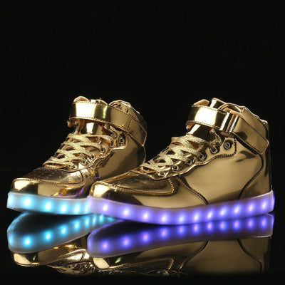 Flashez Gold High Top LED Trainers | UK Brand