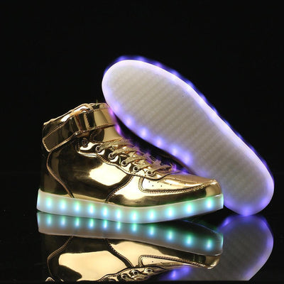 Flashez Gold High Top LED Trainers | UK BrandFlashez Gold High Top LED Trainers | UK Brand