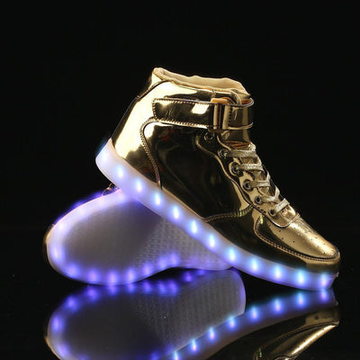 Flashez Gold High Top LED Trainers | UK Brand
