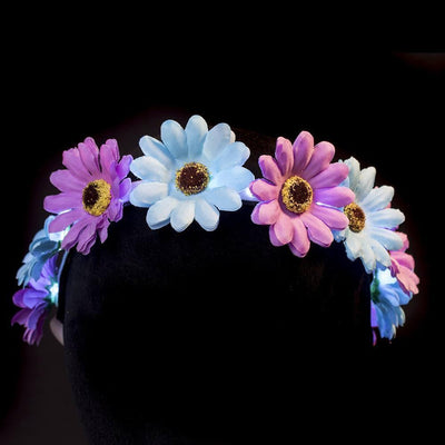 Light up Boho Headband - Purple/Blue Flower
