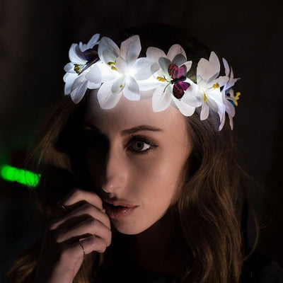 Light up Tiaras Headband - White Butterfly
