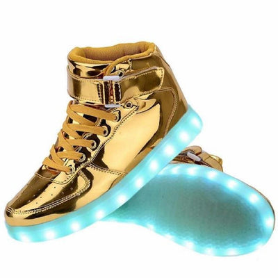 Flashez - Gold High Top LED Trainers