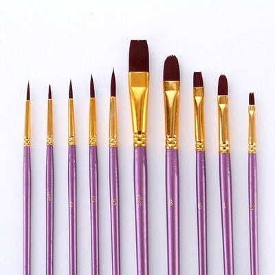 UV Body Paint Brushes Set of 10 Glow in the Dark