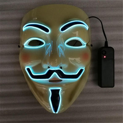 Anonymous White Light up Masks Rave Wear Accessories | UK Brand