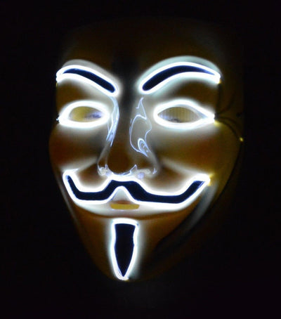 Anonymous White Light up Masks Rave Wear Accessories | UK Brand