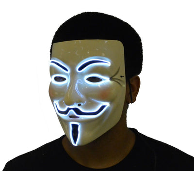 Anonymous White Light up Masks Rave Wear Accessories | UK Brand